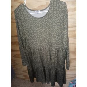 Women's Love Fire XL Dress Animal Print Leopard Long Sleeve Tiered Casual Fall